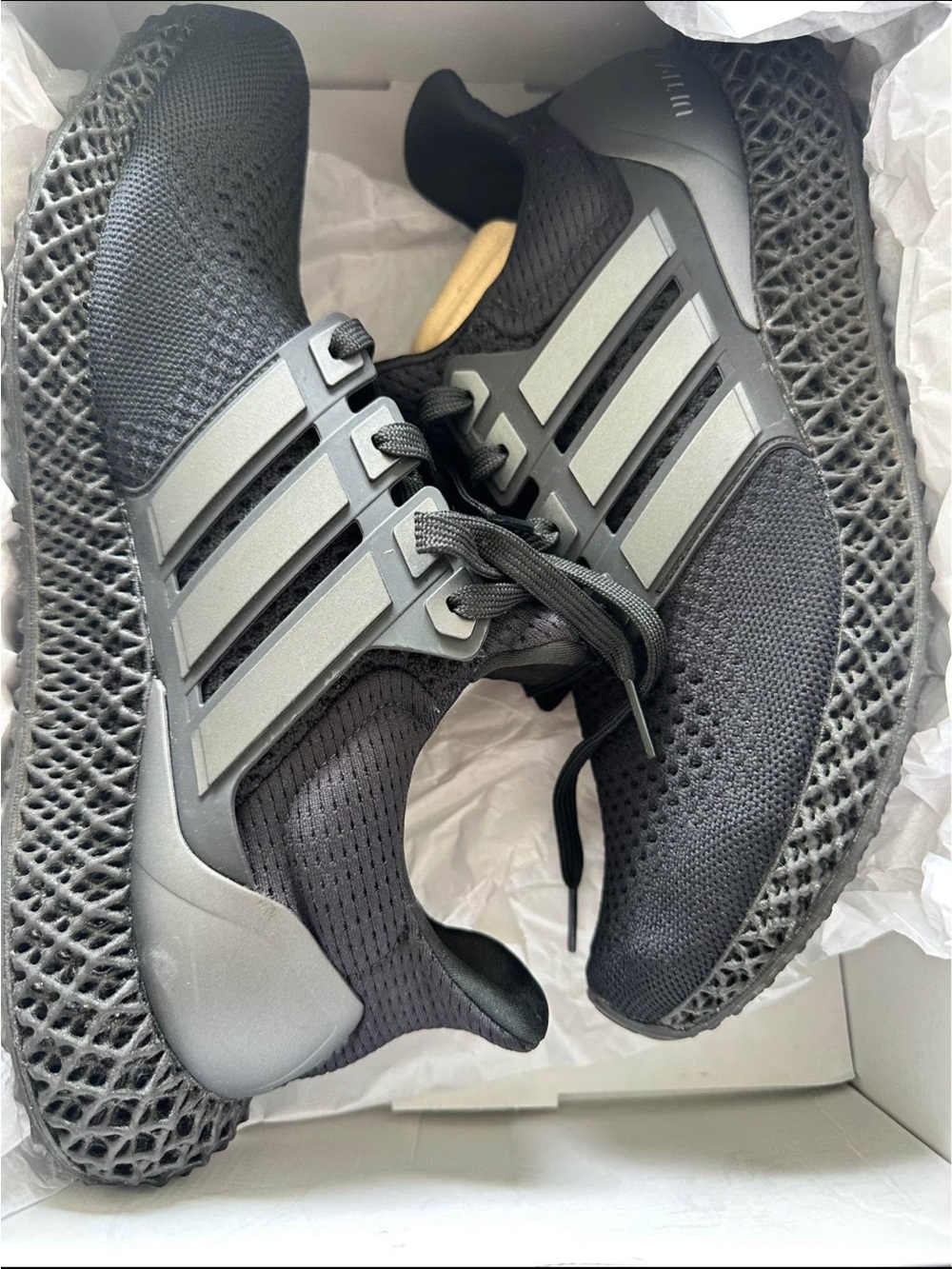adidas Black and Gray 4D Knit Running Shoes